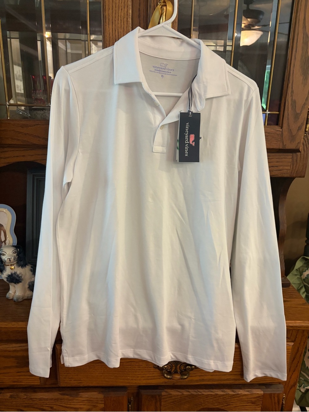 Vineyard Vines Men's Long-Sleeve Polo — White size says XL but fits like medium